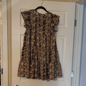 Entro Floral Dress - Brown and Cream